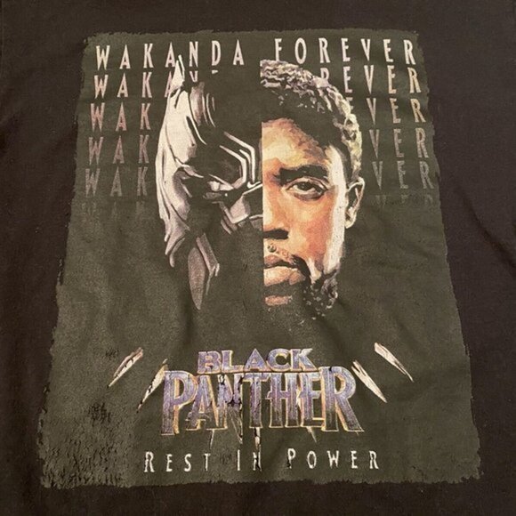 Black Panther Wakanda Forever T Shirt Black “Rest In Power” Chadwick Boseman - Picture 2 of 4